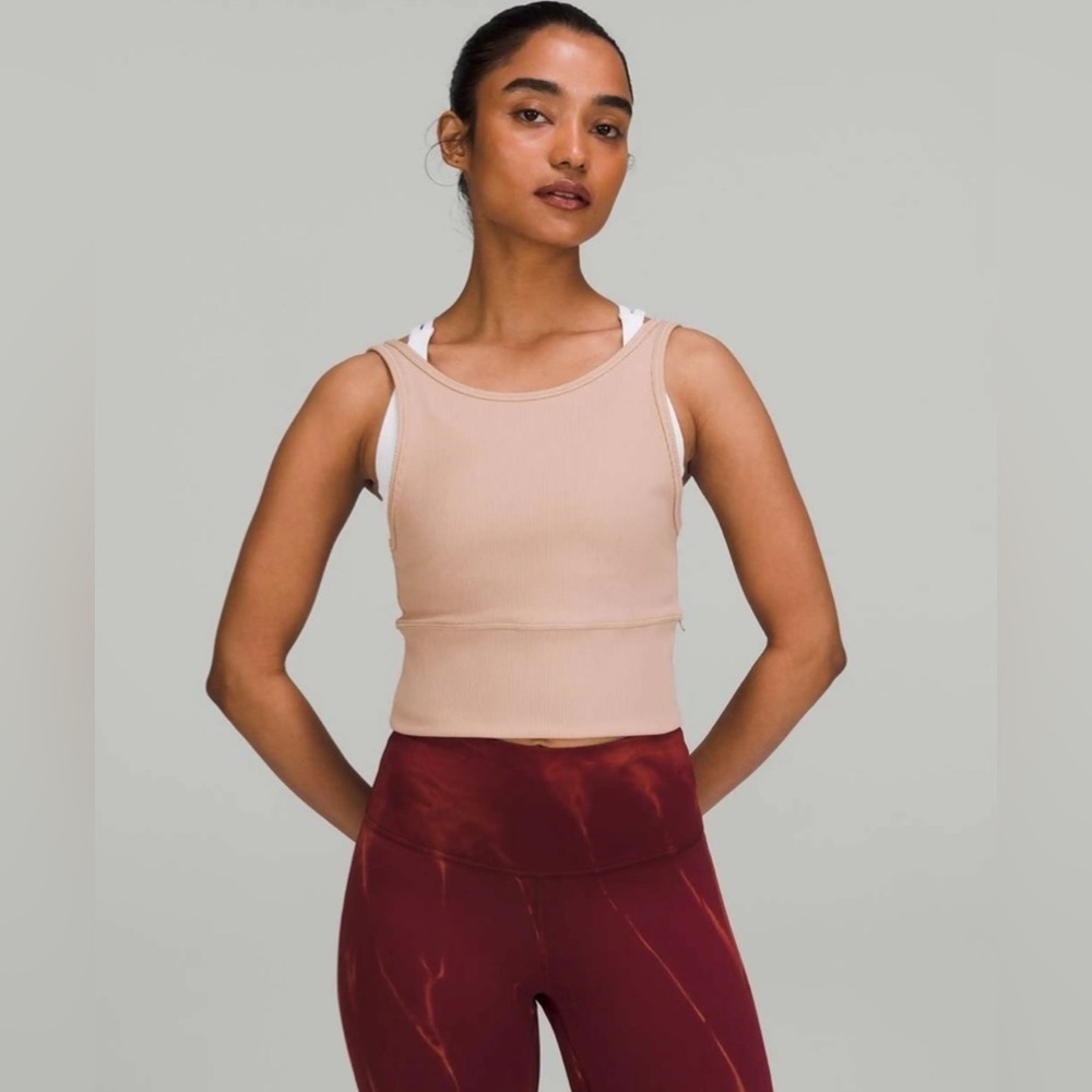 Lululemon Power Pivot Tan Ribbed Tank Top